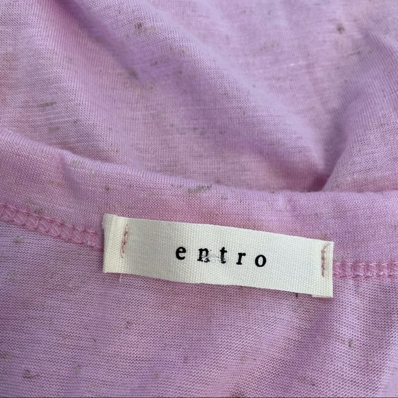 Entro Linen Blend Color Block Rainbow V-Neck Shirt - Picture 3 of 4